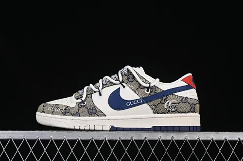 All categories Nk SB Dunk Series Nk SB Dunk Low High-end customized low-top sneakers Nike SB Dunk Low Gucci co-branded strap woven blue hook Anniversary high-end customized low-top casual sneakers SJ2068-317